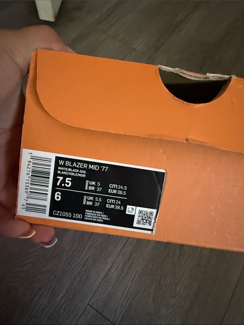 Nike Orange Shoe Box with Black and White Label